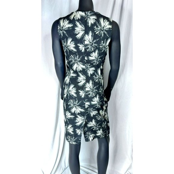 LAgence Sleeveless Blue White Linen Palm Tree Print Shift Dress Sz 4 - Picture 6 of 10